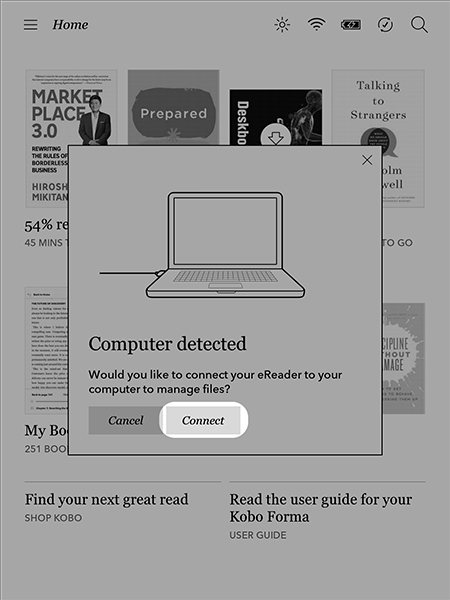 Screenshot showing Kobo eReader connected to computer.