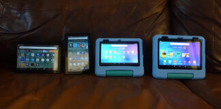 Four Amazon Fire tablets