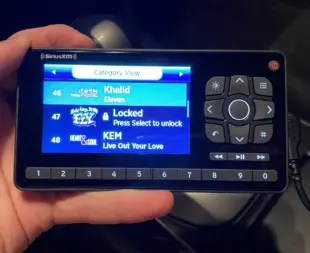 SiriusXM Roady BT category view for some of the many stations offered by the SiriusXM service.